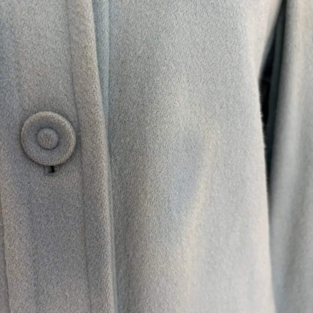 Vintage Teal Blue Wool Lined Dress Coat Cuffs - Picture 5 of 16
